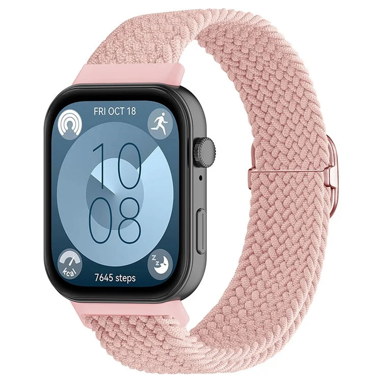 For Huawei Watch Fit 3 Adjustable Nylon Braided Watch Band Woven Style Wrist Strap