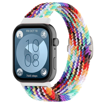 For Huawei Watch Fit 3 Adjustable Nylon Braided Watch Band Woven Style Wrist Strap