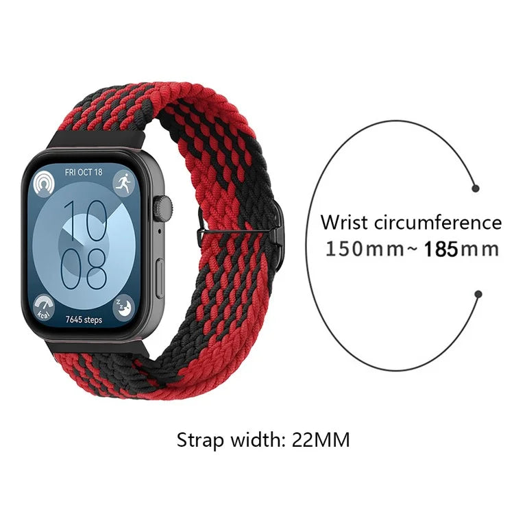 For Huawei Watch Fit 3 Adjustable Nylon Braided Watch Band Woven Style Wrist Strap