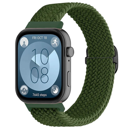 For Huawei Watch Fit 3 Adjustable Nylon Braided Watch Band Woven Style Wrist Strap