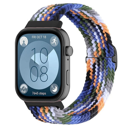 For Huawei Watch Fit 3 Adjustable Nylon Braided Watch Band Woven Style Wrist Strap
