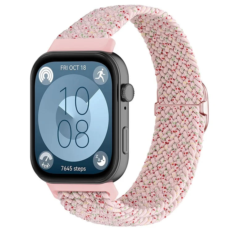 For Huawei Watch Fit 3 Adjustable Nylon Braided Watch Band Woven Style Wrist Strap