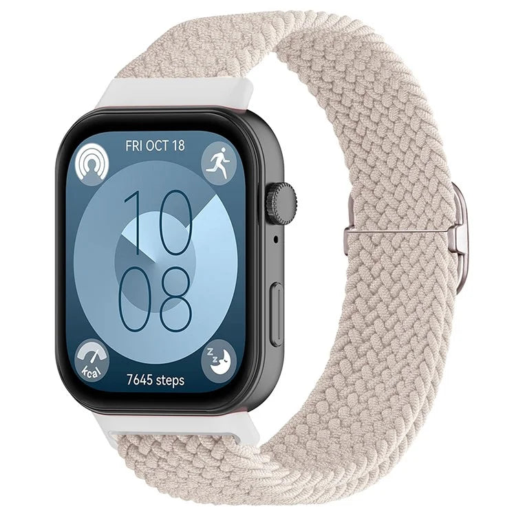 For Huawei Watch Fit 3 Adjustable Nylon Braided Watch Band Woven Style Wrist Strap