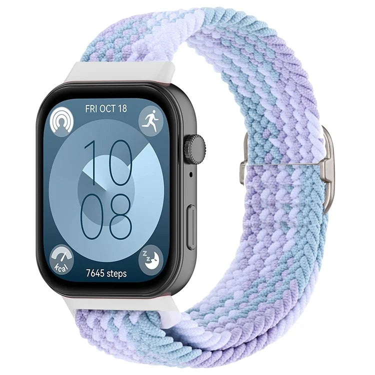 For Huawei Watch Fit 3 Adjustable Nylon Braided Watch Band Woven Style Wrist Strap