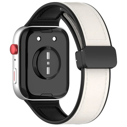For Huawei Watch Fit 3 Leather Coated Silicone Band Adjustable Watch Strap with Magnetic Buckle