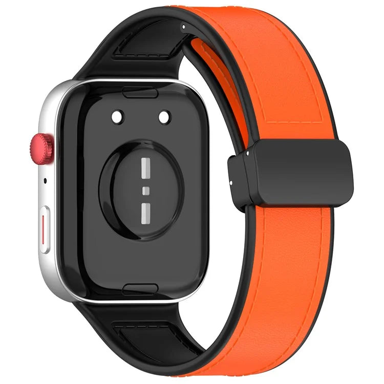 For Huawei Watch Fit 3 Leather Coated Silicone Band Adjustable Watch Strap with Magnetic Buckle