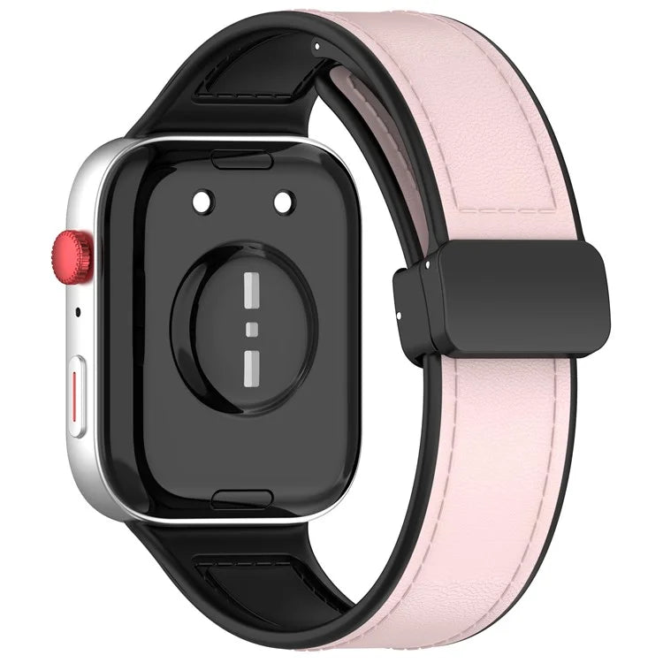 For Huawei Watch Fit 3 Leather Coated Silicone Band Adjustable Watch Strap with Magnetic Buckle