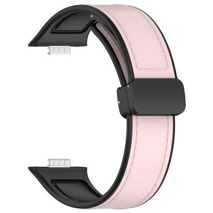 For Huawei Watch Fit 3 Leather Coated Silicone Band Adjustable Watch Strap with Magnetic Buckle