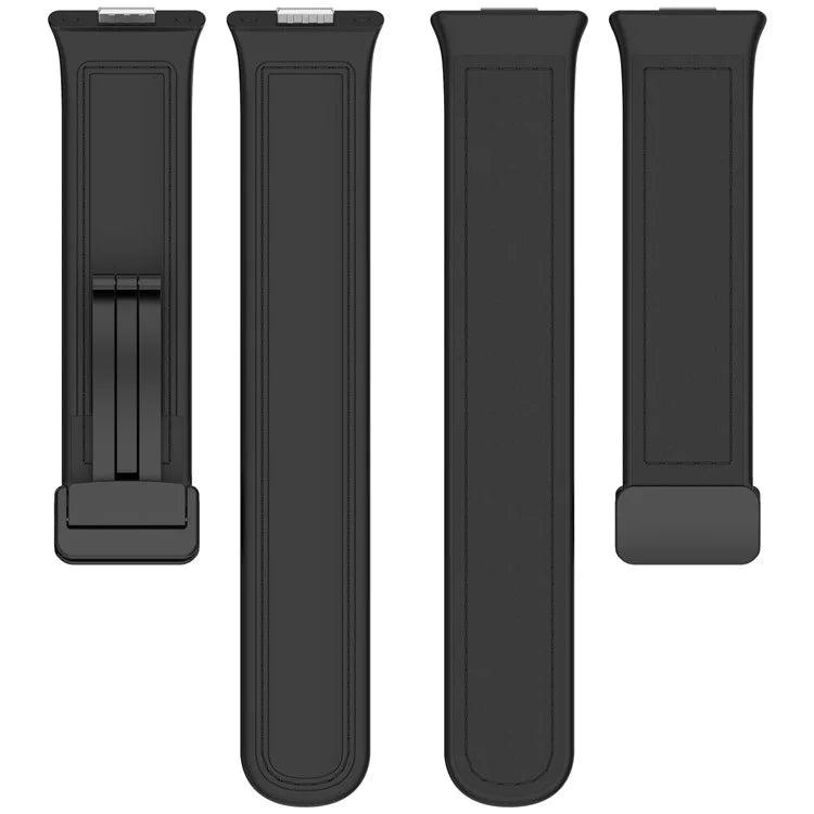 For Huawei Watch Fit 3 Leather Coated Silicone Band Adjustable Watch Strap with Magnetic Buckle