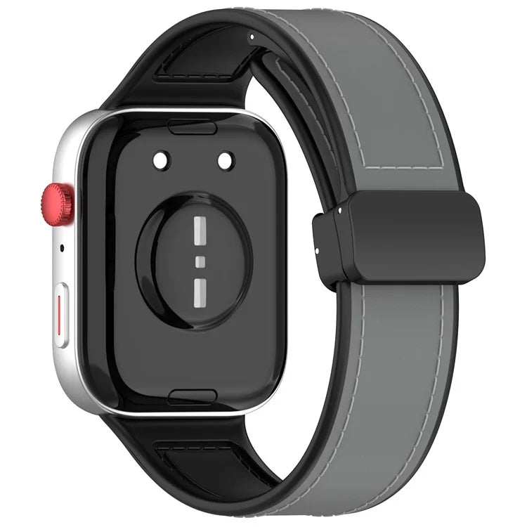 For Huawei Watch Fit 3 Leather Coated Silicone Band Adjustable Watch Strap with Magnetic Buckle