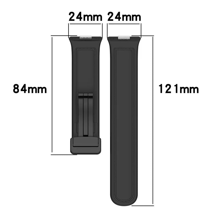 For Huawei Watch Fit 3 Leather Coated Silicone Band Adjustable Watch Strap with Magnetic Buckle