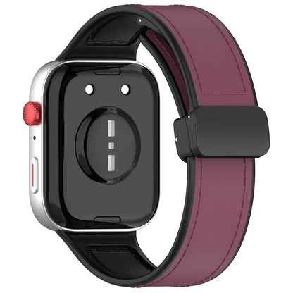 For Huawei Watch Fit 3 Leather Coated Silicone Band Adjustable Watch Strap with Magnetic Buckle