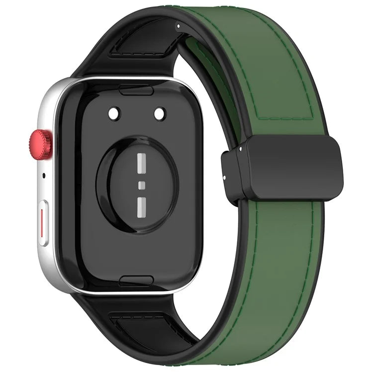 For Huawei Watch Fit 3 Leather Coated Silicone Band Adjustable Watch Strap with Magnetic Buckle