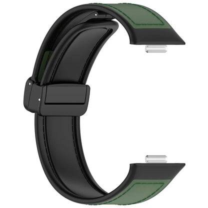 For Huawei Watch Fit 3 Leather Coated Silicone Band Adjustable Watch Strap with Magnetic Buckle