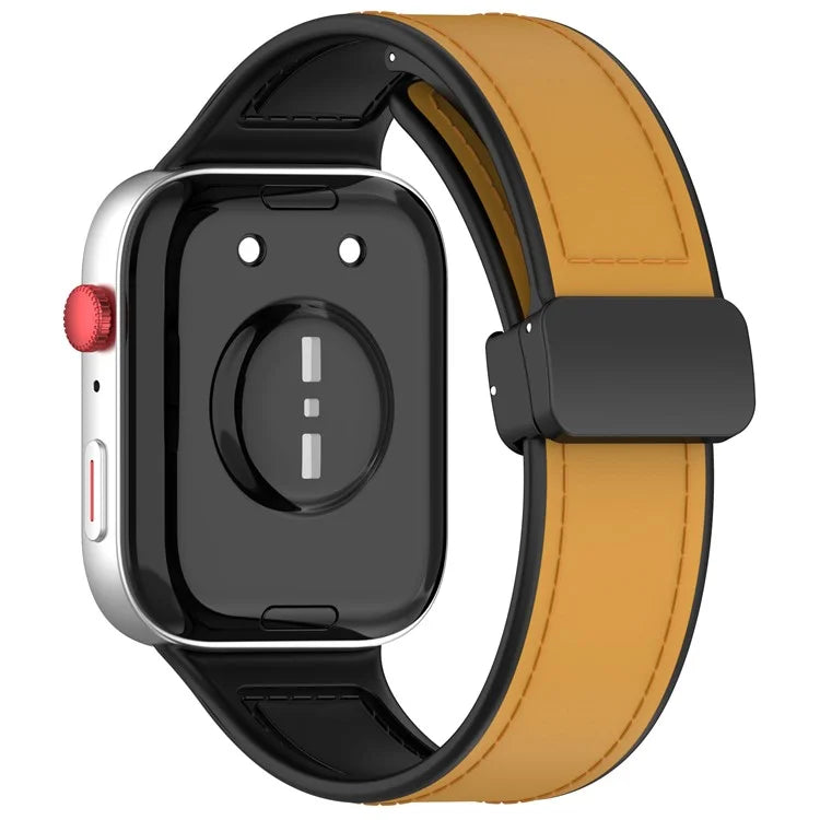 For Huawei Watch Fit 3 Leather Coated Silicone Band Adjustable Watch Strap with Magnetic Buckle