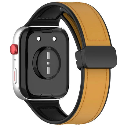 For Huawei Watch Fit 3 Leather Coated Silicone Band Adjustable Watch Strap with Magnetic Buckle