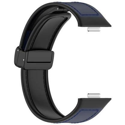 For Huawei Watch Fit 3 Leather Coated Silicone Band Adjustable Watch Strap with Magnetic Buckle