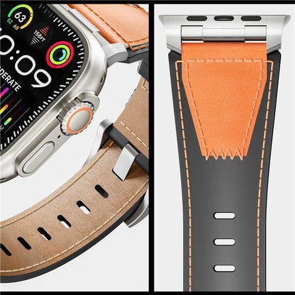 For Apple Watch Ultra 2 Ultra 49mm / 9 8 7 45mm / 6 5 4 SE SE (2023) SE (2022) SE 44mm / 3 2 1 42mm Genuine Cow Leather Band