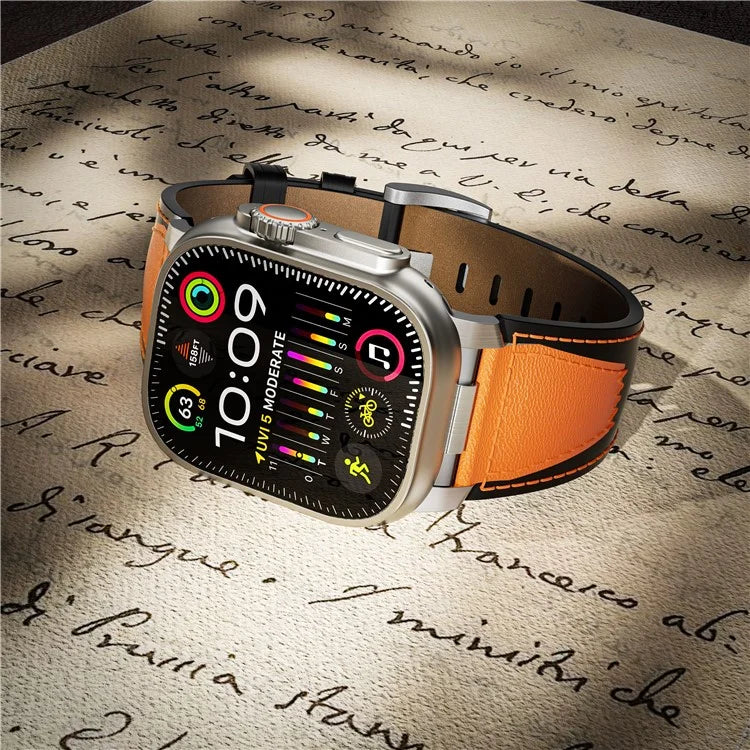 For Apple Watch Ultra 2 Ultra 49mm / 9 8 7 45mm / 6 5 4 SE SE (2023) SE (2022) SE 44mm / 3 2 1 42mm Genuine Cow Leather Band