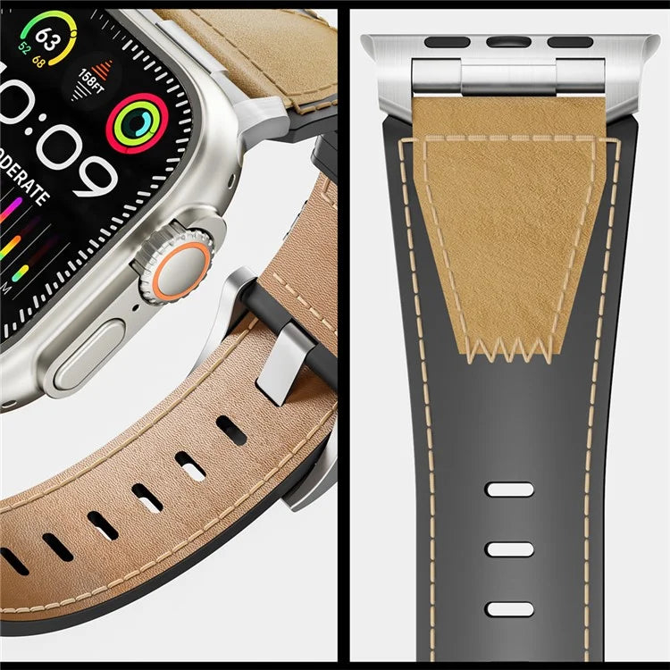 For Apple Watch Ultra 2 Ultra 49mm / 9 8 7 45mm / 6 5 4 SE SE (2023) SE (2022) SE 44mm / 3 2 1 42mm Genuine Cow Leather Band