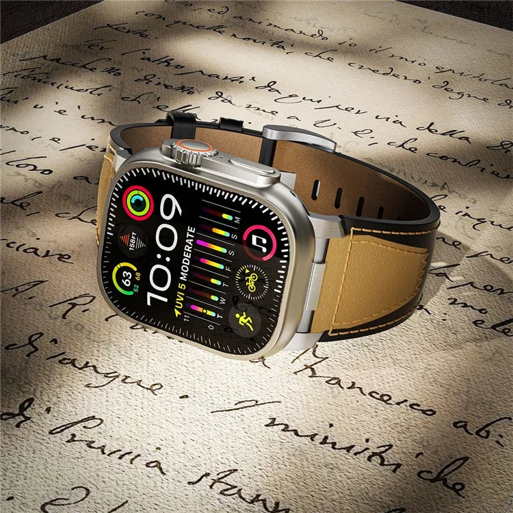 For Apple Watch Ultra 2 Ultra 49mm / 9 8 7 45mm / 6 5 4 SE SE (2023) SE (2022) SE 44mm / 3 2 1 42mm Genuine Cow Leather Band