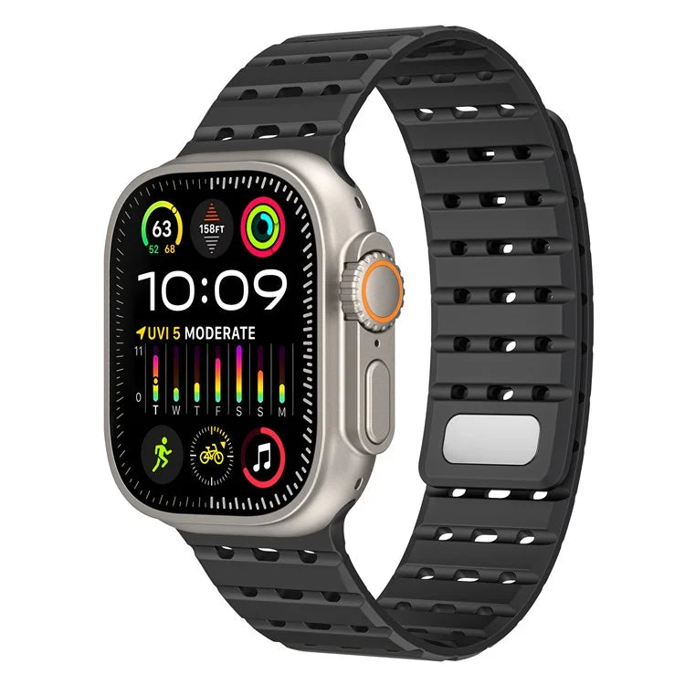 For Apple Watch Ultra 2 Ultra 49mm / Series 9 8 7 45mm / 6 5 4 SE (2023) SE (2022) SE 44mm / 3 2 1 42mm Magnetic Silicone Watch Band
