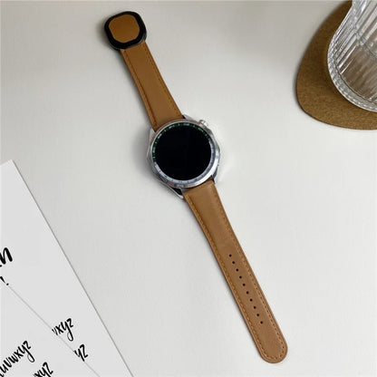 For Huawei / Samsung / Garmin Watch Band 20mm Magnetic Genuine Cow Leather Wrist Strap