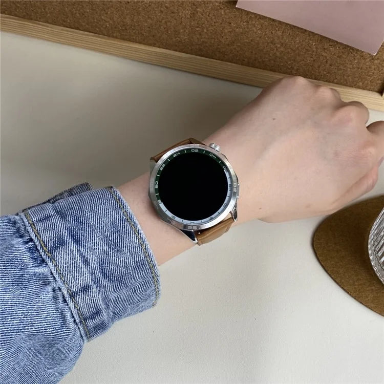 For Huawei / Samsung / Garmin Watch Band 20mm Magnetic Genuine Cow Leather Wrist Strap