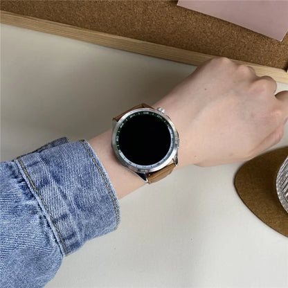 For Huawei / Samsung / Garmin Watch Band 20mm Magnetic Genuine Cow Leather Wrist Strap