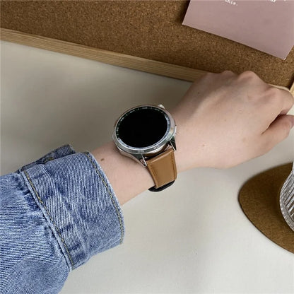 For Huawei / Samsung / Garmin Watch Band 20mm Magnetic Genuine Cow Leather Wrist Strap