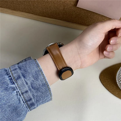 For Huawei / Samsung / Garmin Watch Band 20mm Magnetic Genuine Cow Leather Wrist Strap