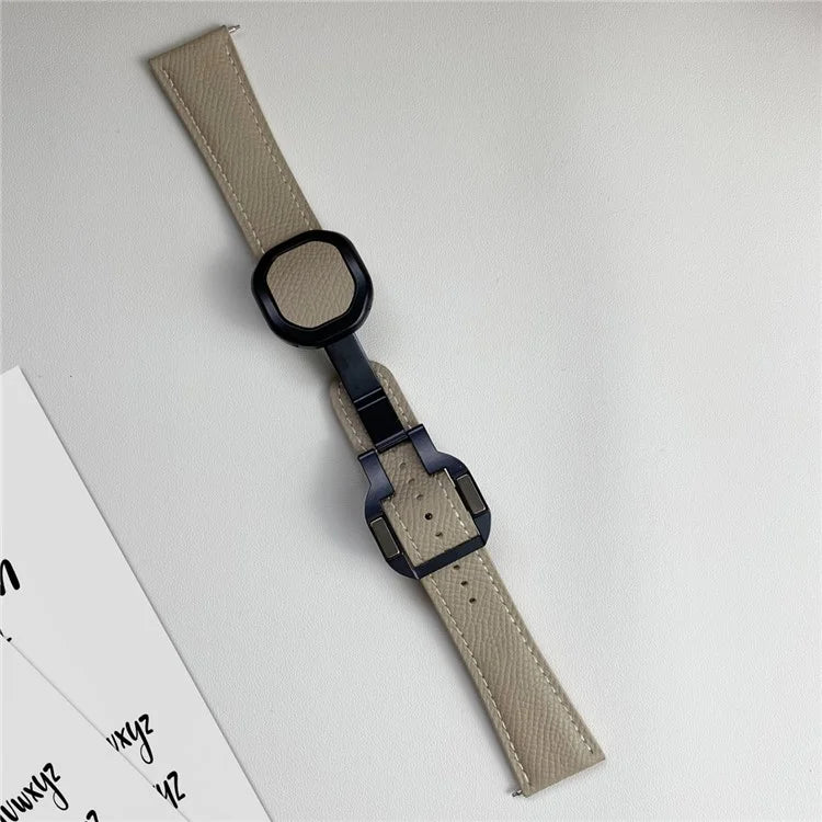 For Huawei / Samsung / Garmin Watch Band 20mm Magnetic Genuine Cow Leather Wrist Strap