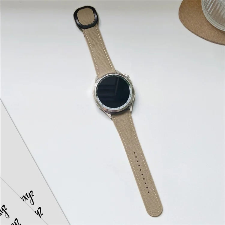 For Huawei / Samsung / Garmin Watch Band 20mm Magnetic Genuine Cow Leather Wrist Strap