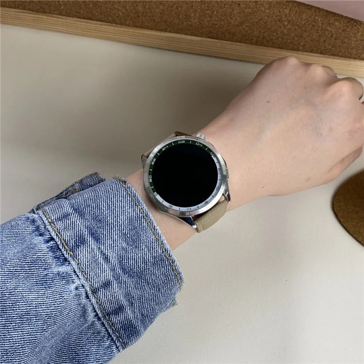 For Huawei / Samsung / Garmin Watch Band 20mm Magnetic Genuine Cow Leather Wrist Strap