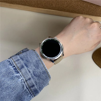 For Huawei / Samsung / Garmin Watch Band 20mm Magnetic Genuine Cow Leather Wrist Strap
