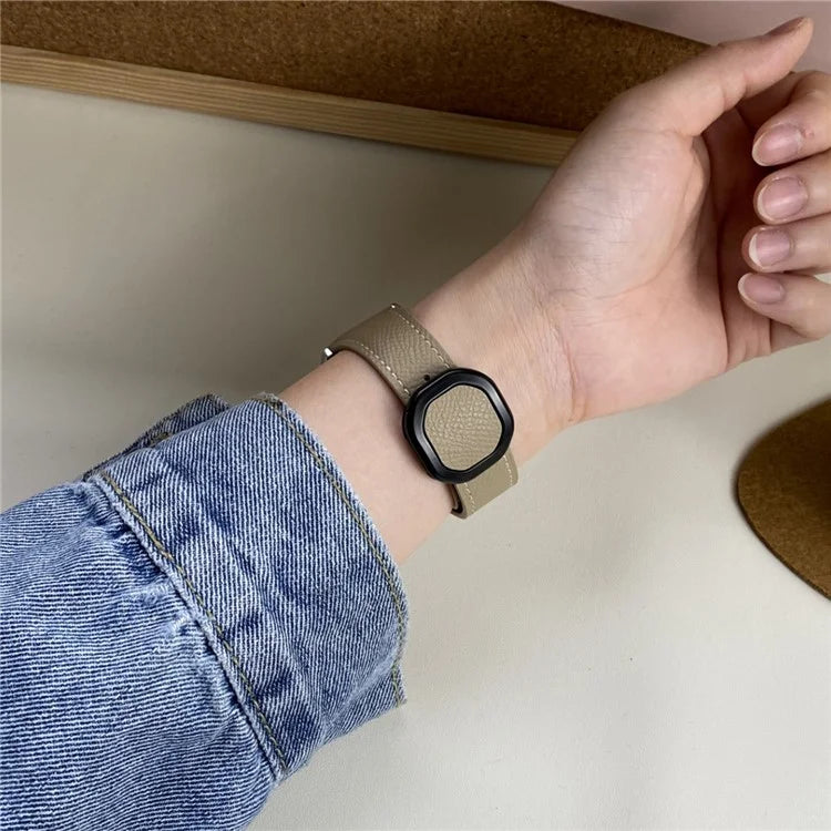 For Huawei / Samsung / Garmin Watch Band 20mm Magnetic Genuine Cow Leather Wrist Strap
