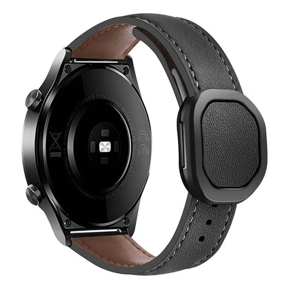 For Huawei / Samsung / Garmin Watch Band 20mm Magnetic Genuine Cow Leather Wrist Strap