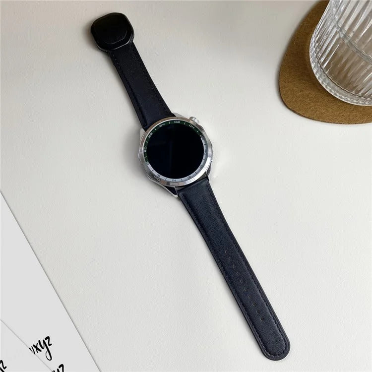 For Huawei / Samsung / Garmin Watch Band 20mm Magnetic Genuine Cow Leather Wrist Strap