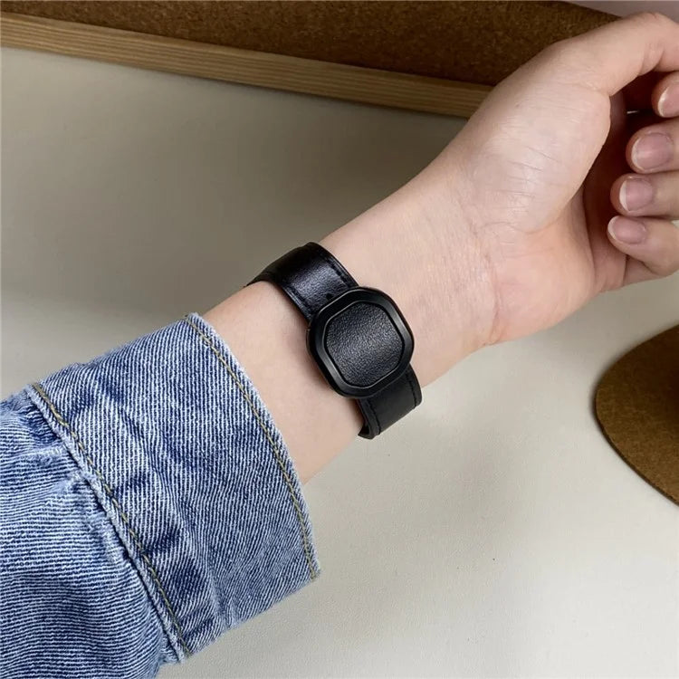 For Huawei / Samsung / Garmin Watch Band 20mm Magnetic Genuine Cow Leather Wrist Strap