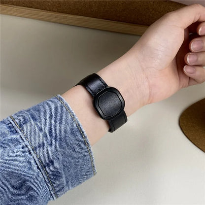 For Huawei / Samsung / Garmin Watch Band 20mm Magnetic Genuine Cow Leather Wrist Strap