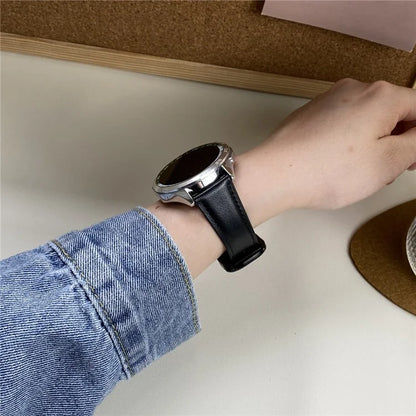 For Huawei / Samsung / Garmin Watch Band 20mm Magnetic Genuine Cow Leather Wrist Strap