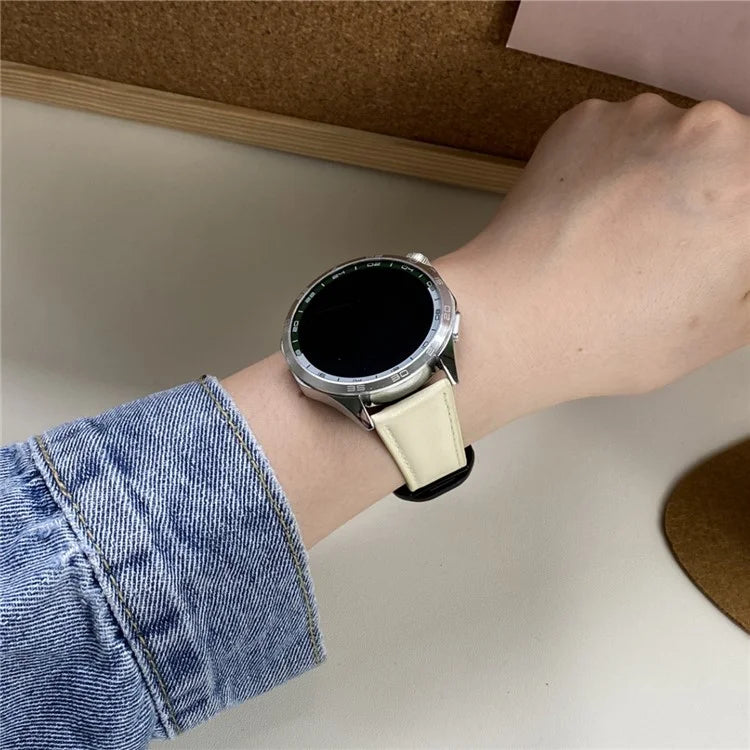 For Huawei / Samsung / Garmin Watch Band 20mm Magnetic Genuine Cow Leather Wrist Strap