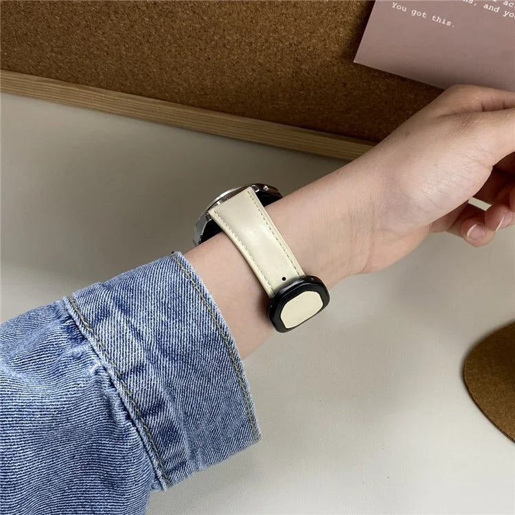 For Huawei / Samsung / Garmin Watch Band 20mm Magnetic Genuine Cow Leather Wrist Strap