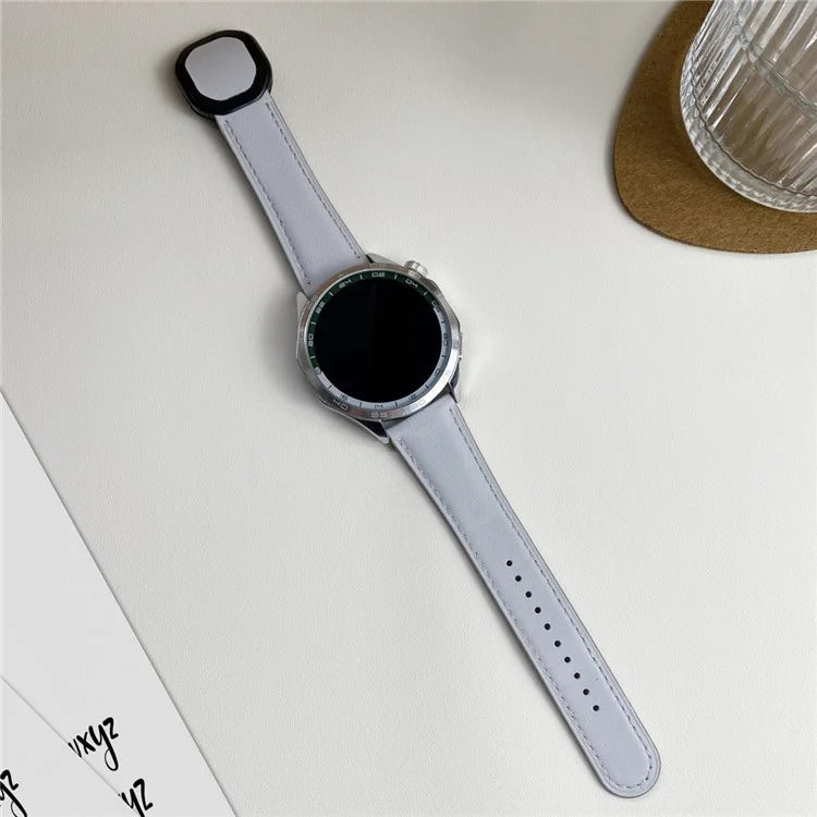 For Huawei / Samsung / Garmin Watch Band 20mm Magnetic Genuine Cow Leather Wrist Strap