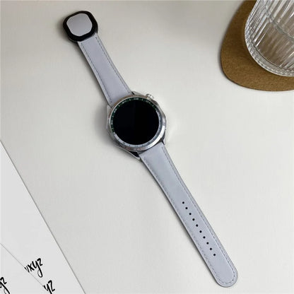 For Huawei / Samsung / Garmin Watch Band 20mm Magnetic Genuine Cow Leather Wrist Strap