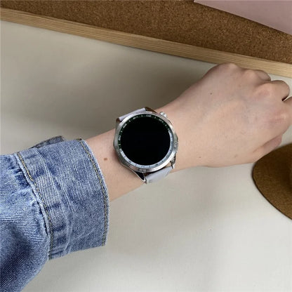 For Huawei / Samsung / Garmin Watch Band 20mm Magnetic Genuine Cow Leather Wrist Strap