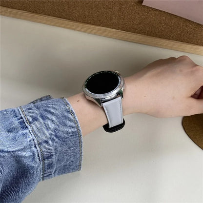 For Huawei / Samsung / Garmin Watch Band 20mm Magnetic Genuine Cow Leather Wrist Strap