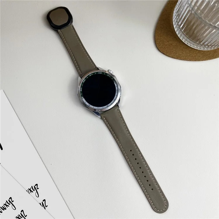 For Huawei / Samsung / Garmin Watch Band 20mm Magnetic Genuine Cow Leather Wrist Strap