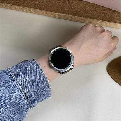 For Huawei / Samsung / Garmin Watch Band 20mm Magnetic Genuine Cow Leather Wrist Strap