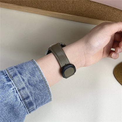 For Huawei / Samsung / Garmin Watch Band 20mm Magnetic Genuine Cow Leather Wrist Strap